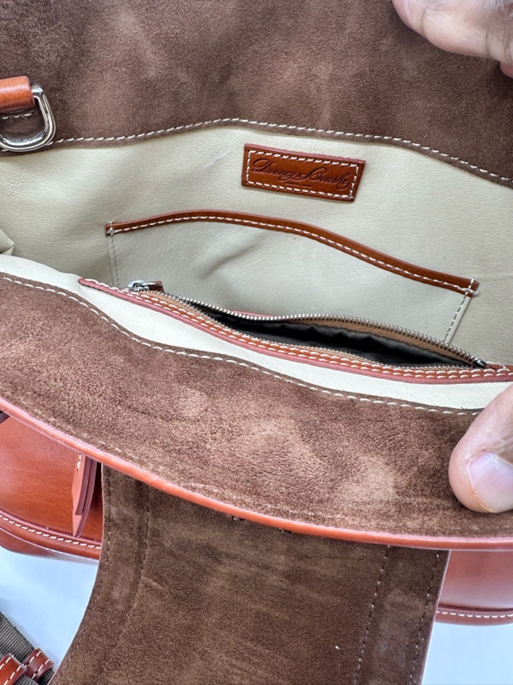 ooney & Bourke Florentine Toscana Side Zip Satchel - Caramel Leather - Picture 9 of 14